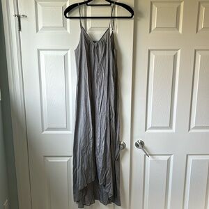 Grey Pink stitch maxi dress with adjustable spaghetti straps